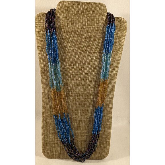 Artisan Multi-Color Seed Bead Necklace - Picture 1 of 9
